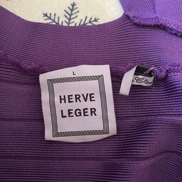 Vintage Harve Leger Mini Fitted Dress L Purple Bandage Sleeveless Y2K Sexy Party - Picture 3 of 10